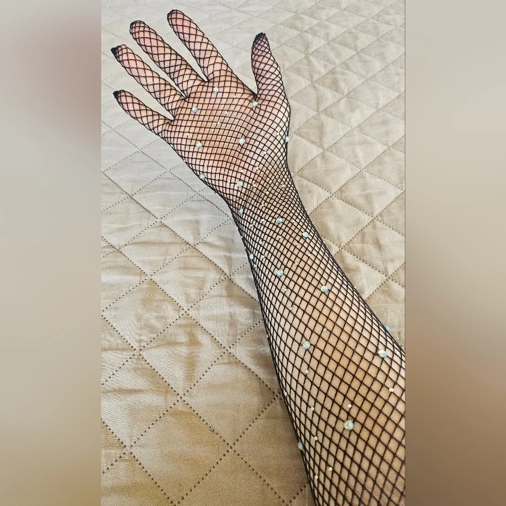 New Long Fishnet gloves, new, reaches above the elbow, Womens